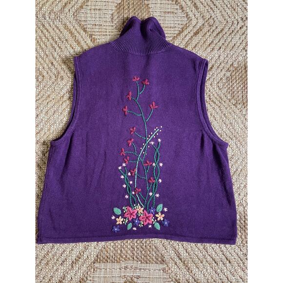Vtg. Bechemel Embroidered Sweater Vest SZ L - Picture 4 of 7